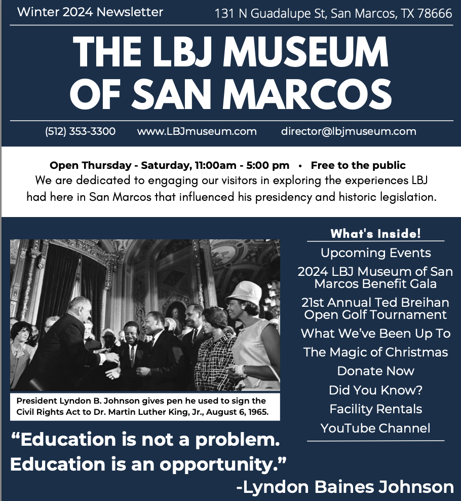 LBJ of San Marcos Winter Newsletter